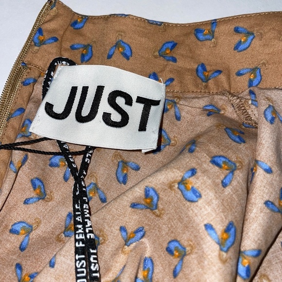 JUST Female long sleeve button down tunic organic cotton tan blue floral small - Picture 7 of 9